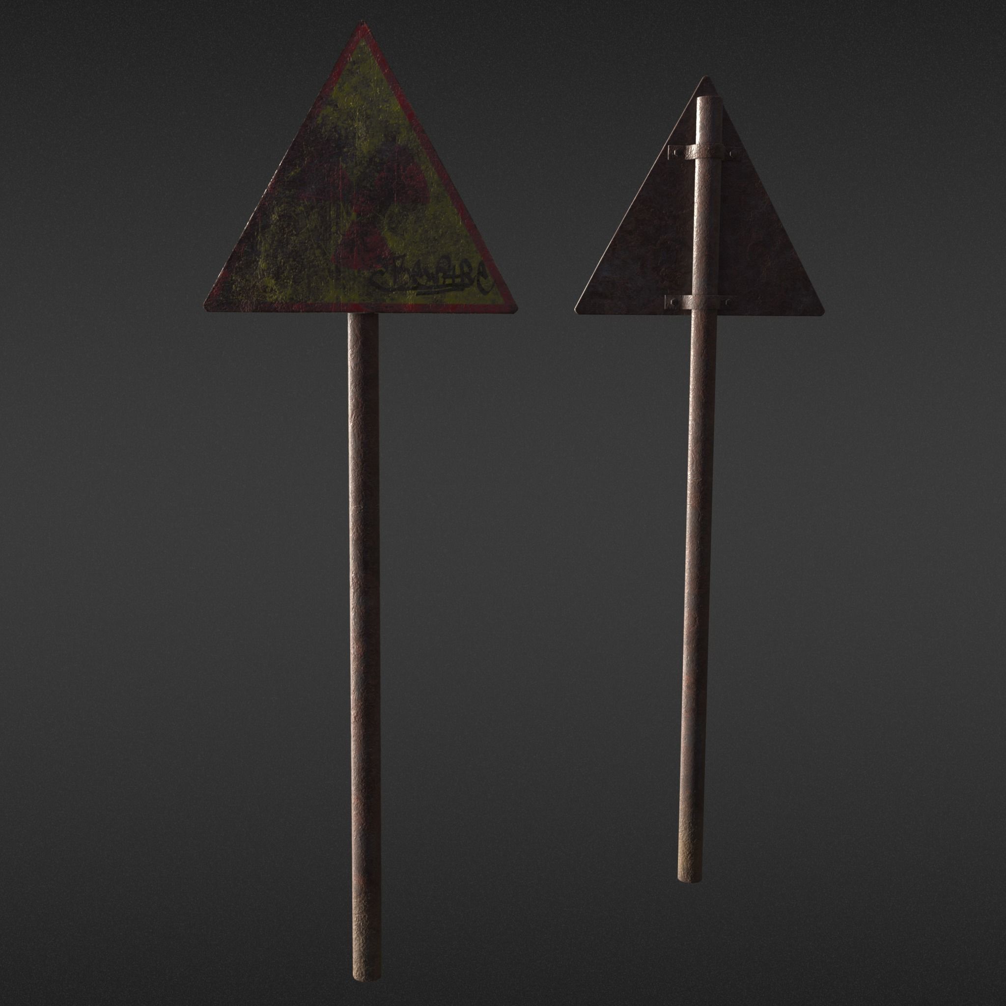 Game-ready Radioactivity sign rusty - Unity - HDRP - UE4 Low-poly 3D model_11