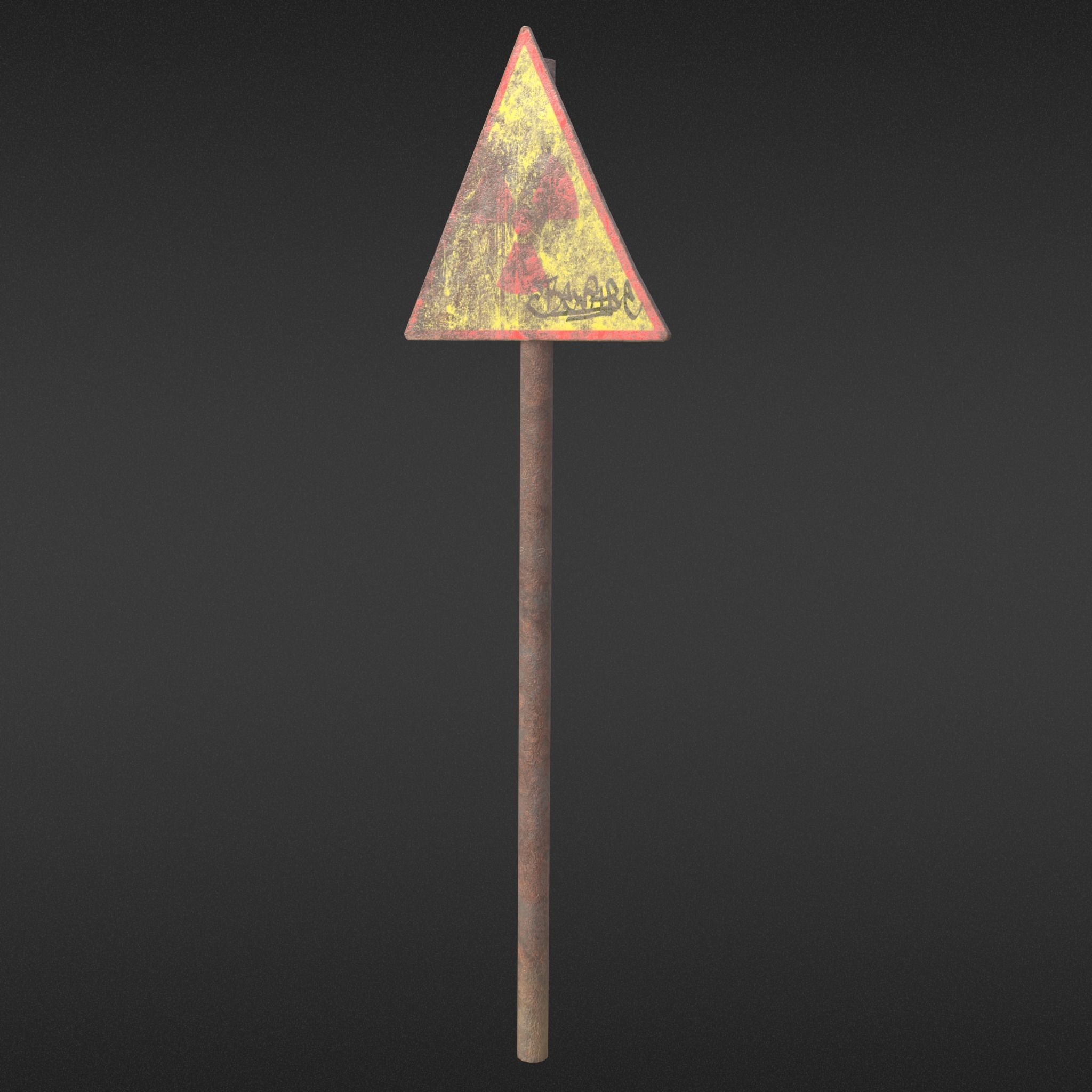 Game-ready Radioactivity sign rusty - Unity - HDRP - UE4 Low-poly 3D model_13