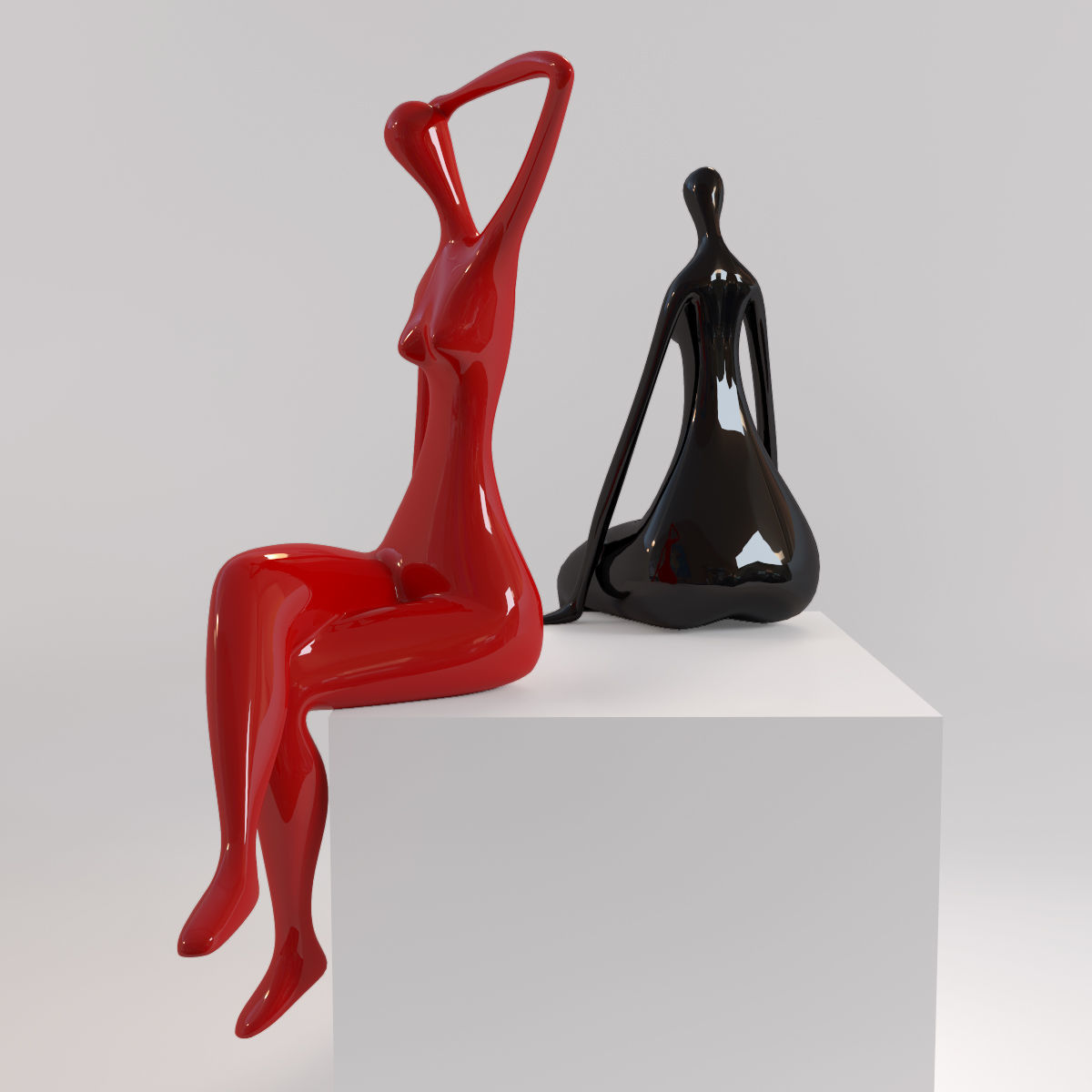 A set of statues of a lady 3D model_1