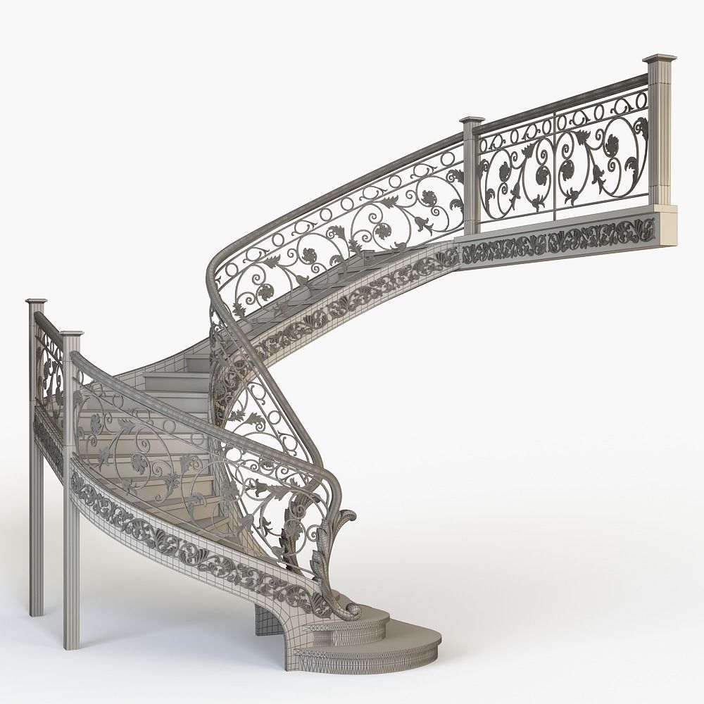 Stairs wrought iron staircase 3D model_5
