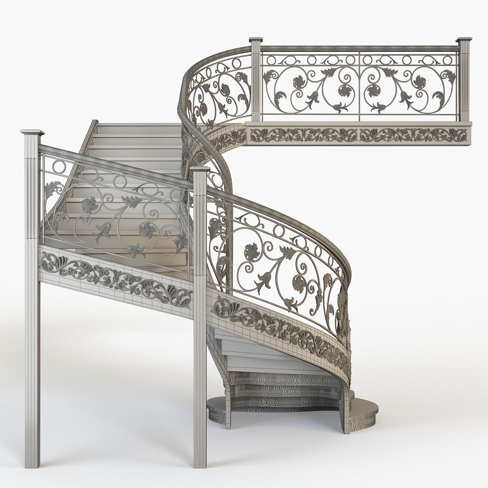 Stairs wrought iron staircase 3D model_4