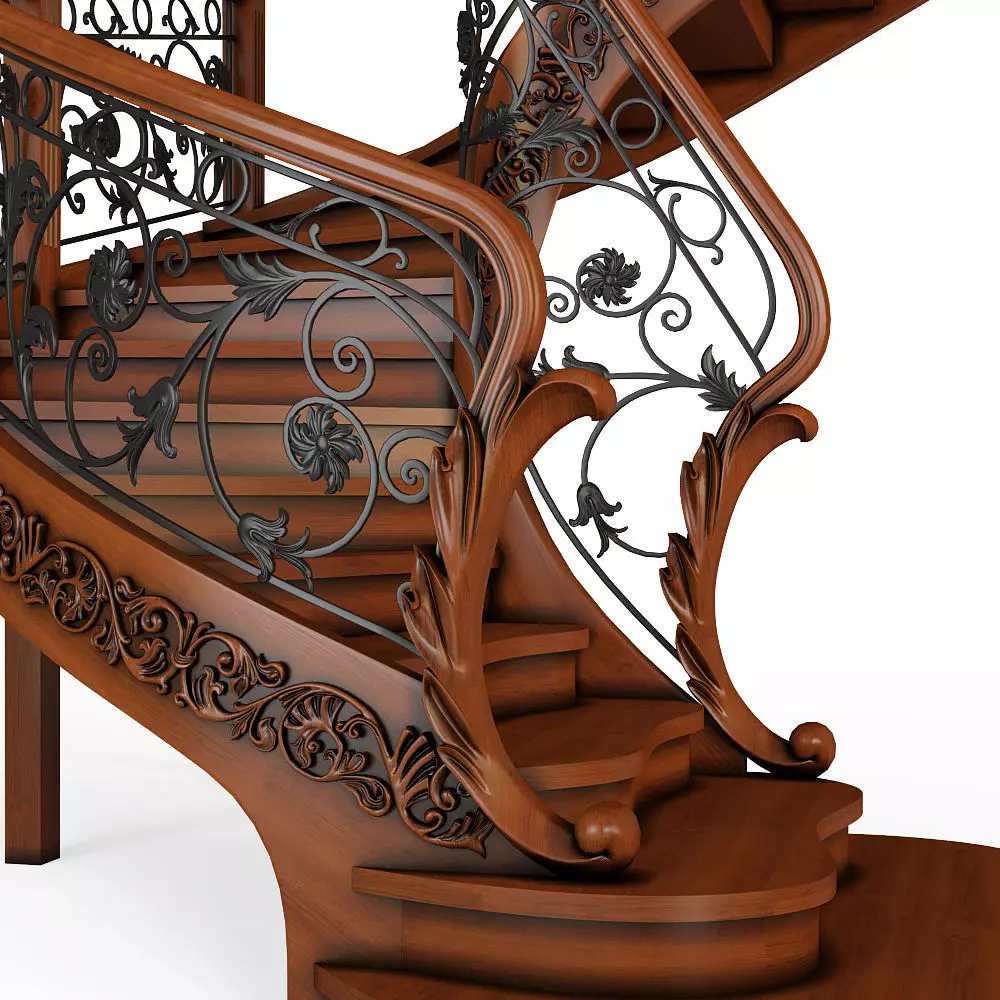 Stairs wrought iron staircase 3D model_0