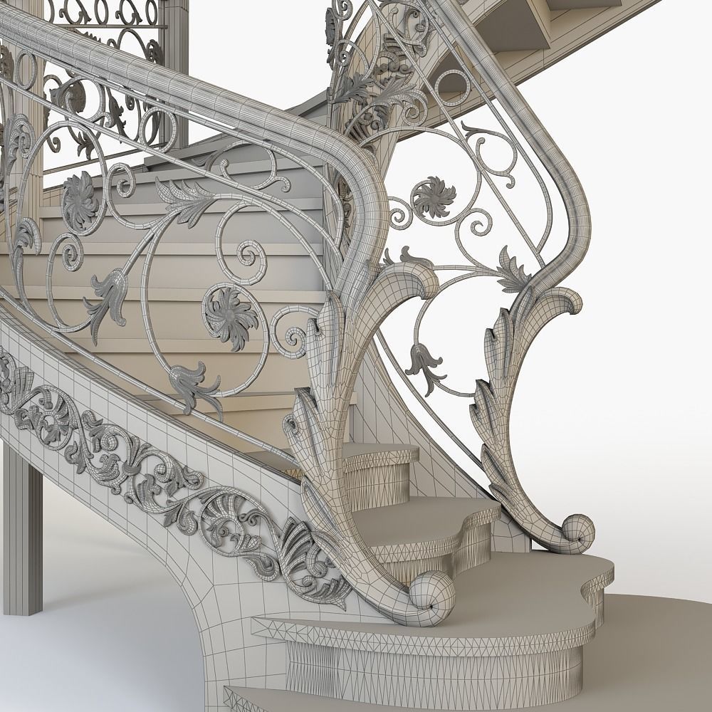 Stairs wrought iron staircase 3D model_6