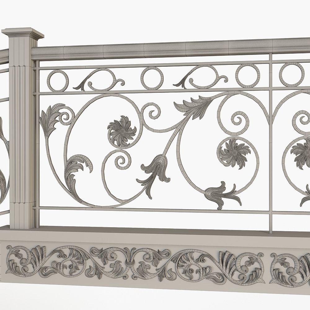 Stairs wrought iron staircase 3D model_7