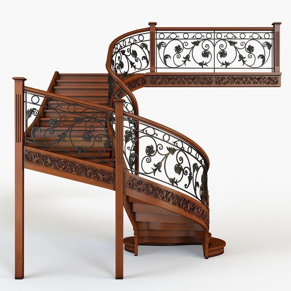 Stairs wrought iron staircase 3D model_2