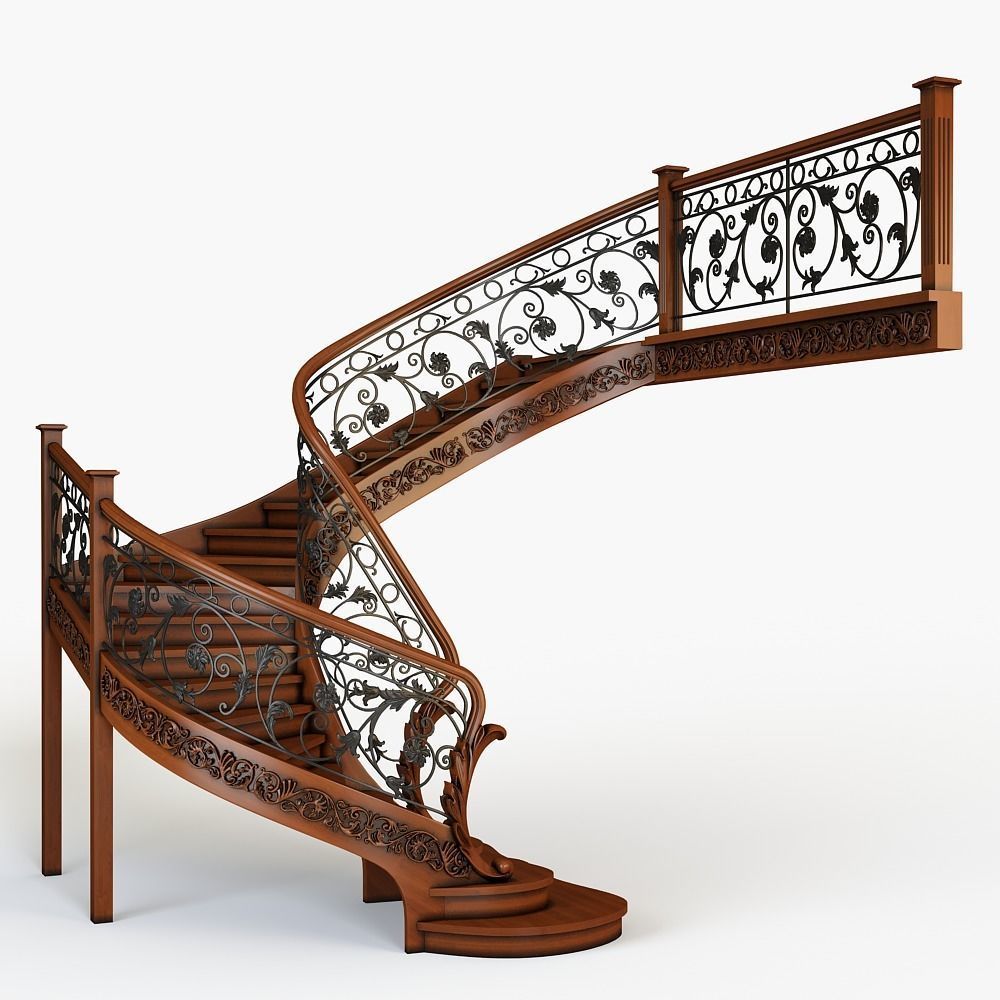 Stairs wrought iron staircase 3D model_1