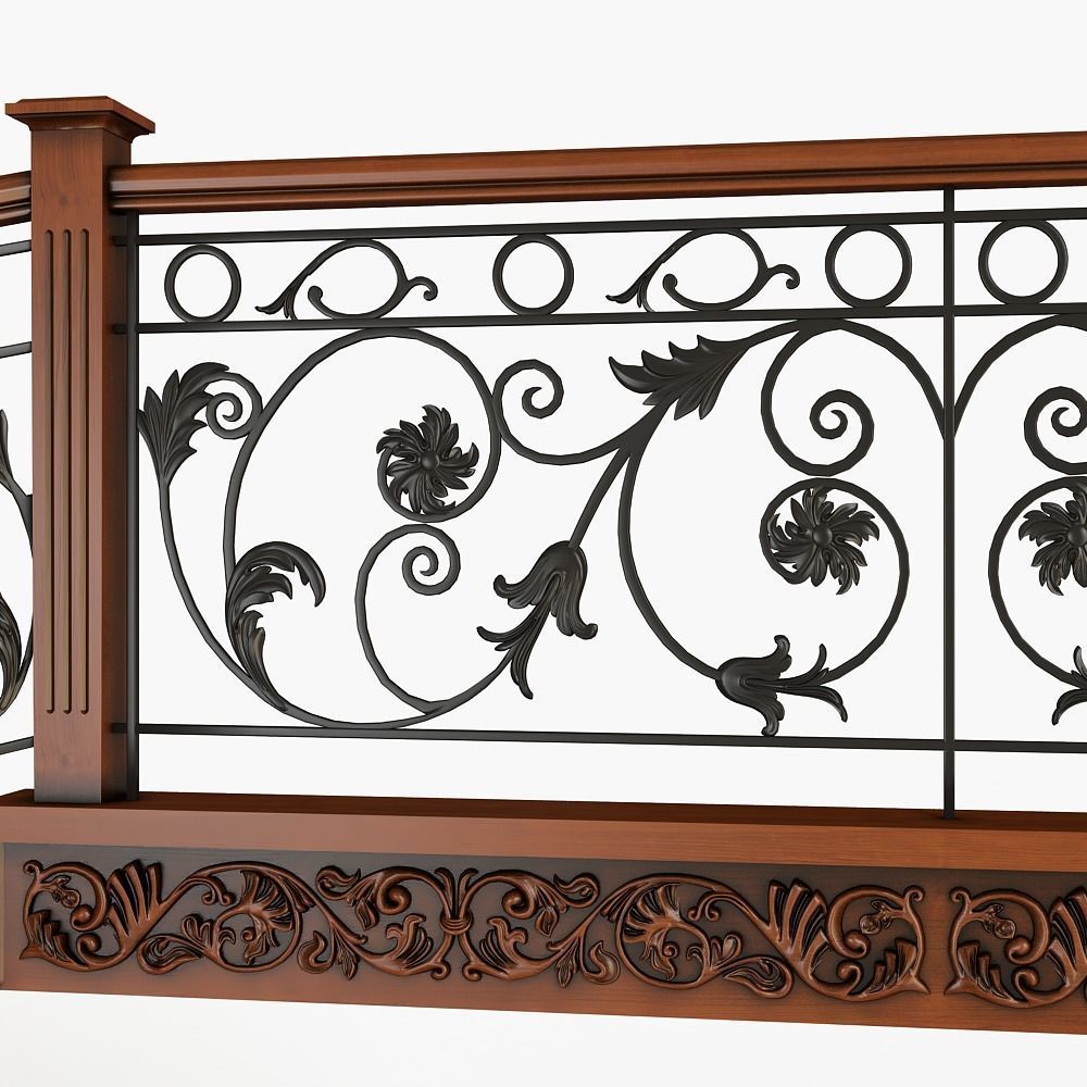 Stairs wrought iron staircase 3D model_3