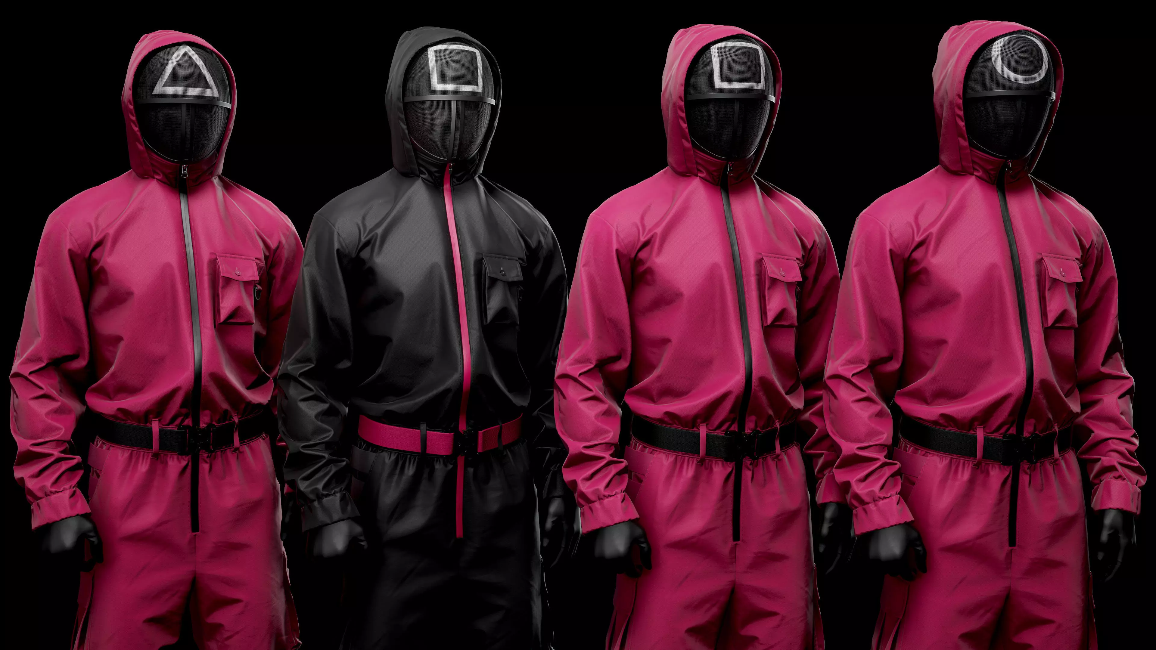 Squid Game pink soldiers game ready Low-poly 3D model