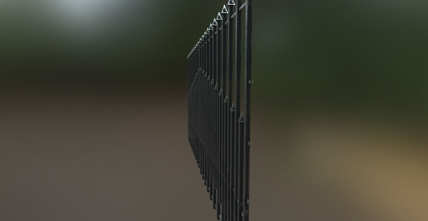 Iron Black or Silver Gate Fence PBR Low-poly 3D model_10