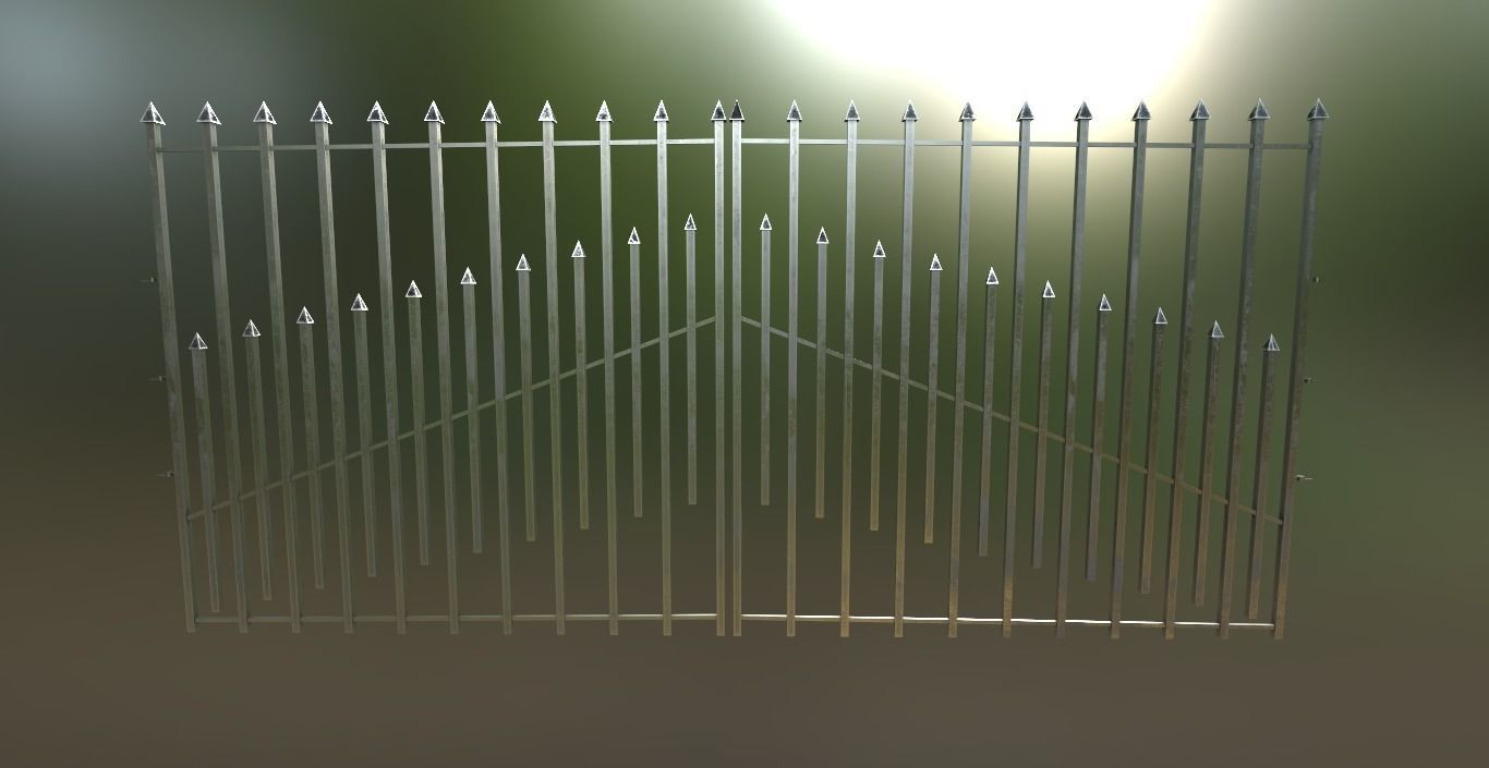 Iron Black or Silver Gate Fence PBR Low-poly 3D model_3