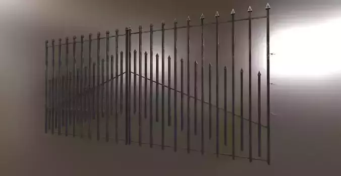 Iron Black or Silver Gate Fence PBR Low-poly 3D model