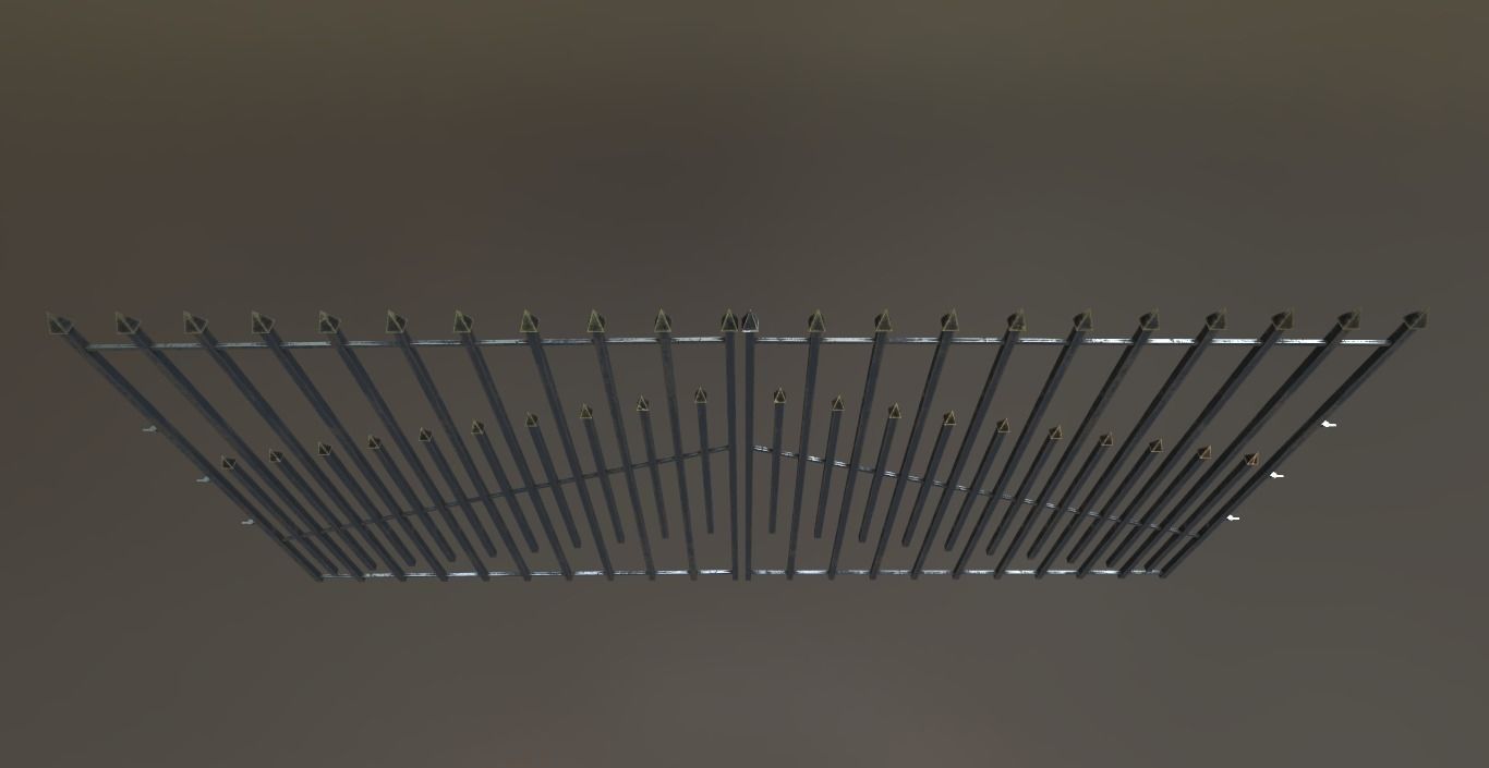 Iron Black or Silver Gate Fence PBR Low-poly 3D model_8