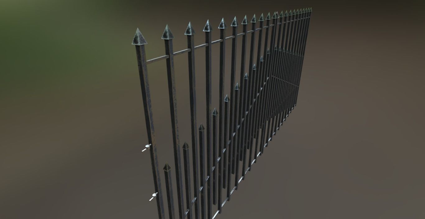 Iron Black or Silver Gate Fence PBR Low-poly 3D model_1