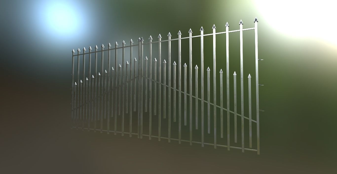 Iron Black or Silver Gate Fence PBR Low-poly 3D model_2