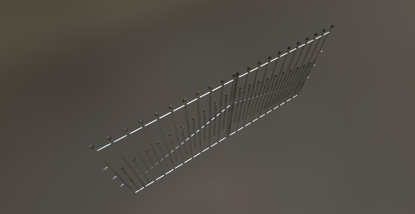 Iron Black or Silver Gate Fence PBR Low-poly 3D model_7