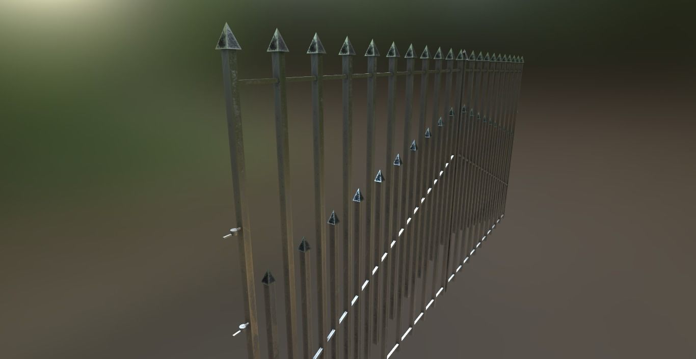 Iron Black or Silver Gate Fence PBR Low-poly 3D model_5