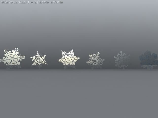 Snowflakes group of 3D model