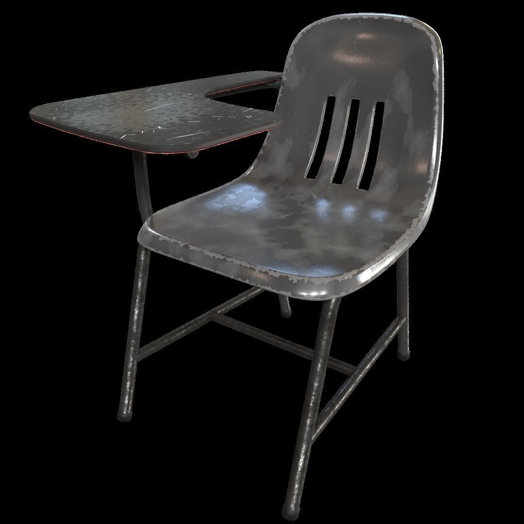 PBR Old School Chair with variations Free 3D model_4