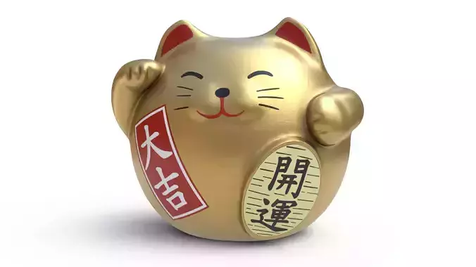 Fortune cat Low-poly 3D model
