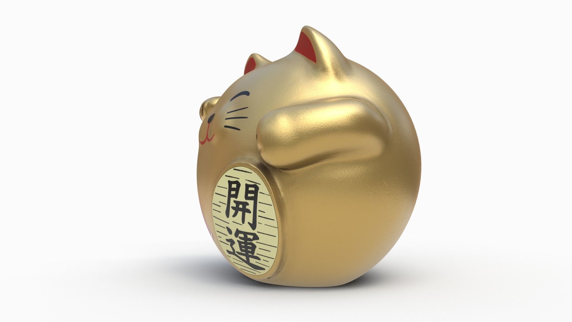 Fortune cat Low-poly 3D model_3