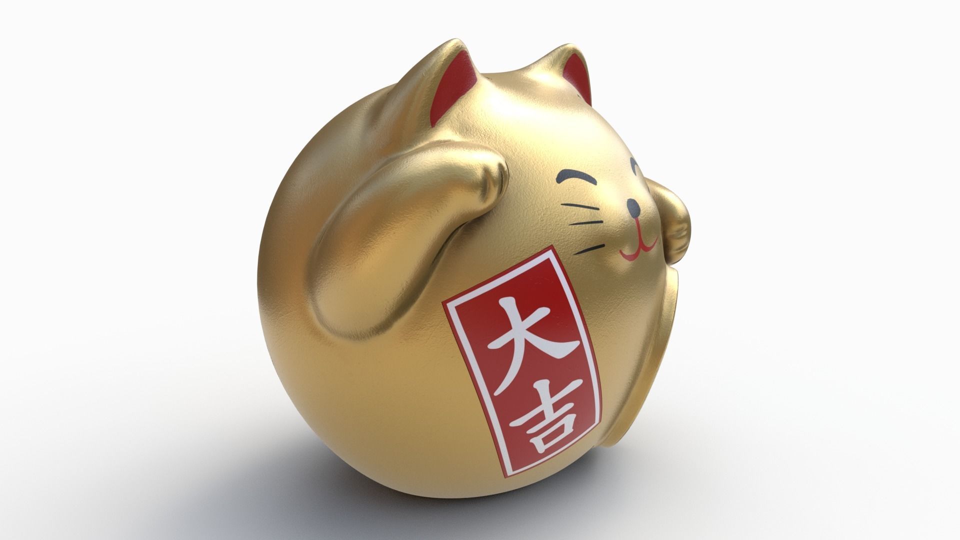 Fortune cat Low-poly 3D model_1