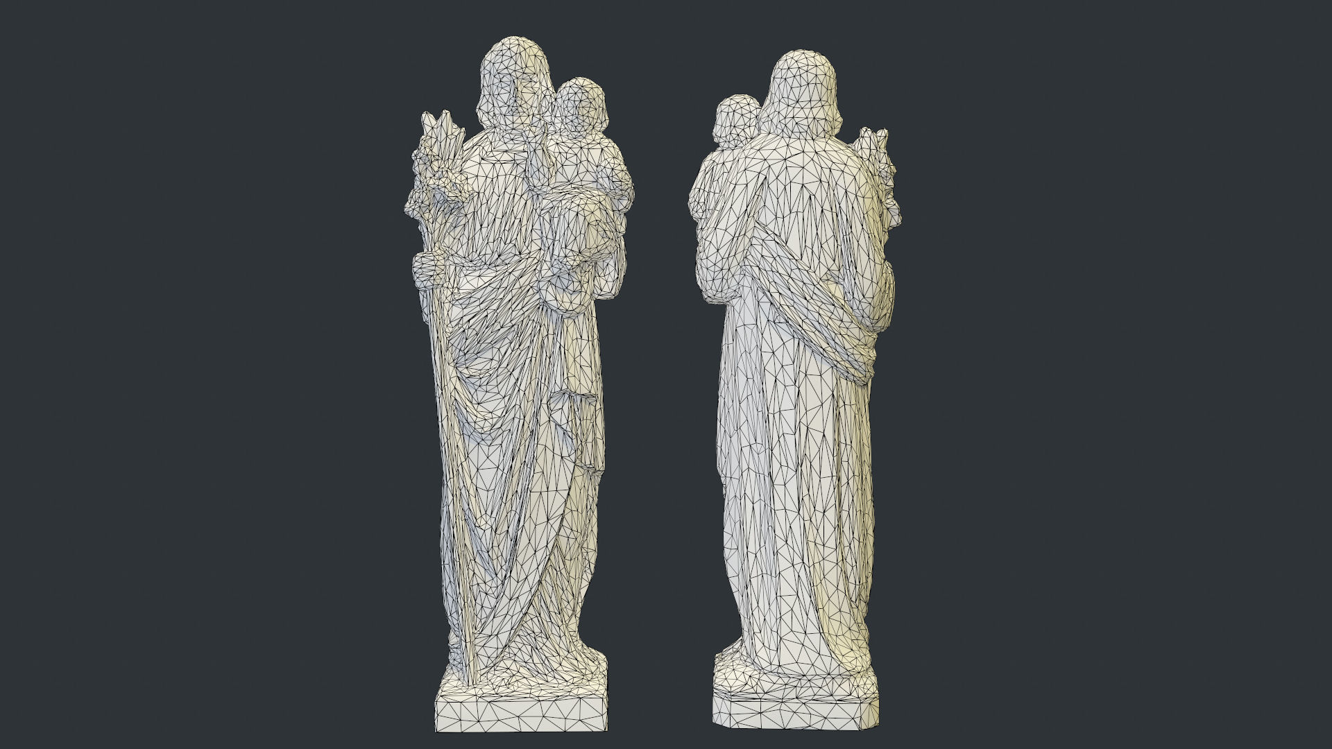 Jesus with a Baby Golden Statue Low-poly 3D Model Low-poly 3D model_4