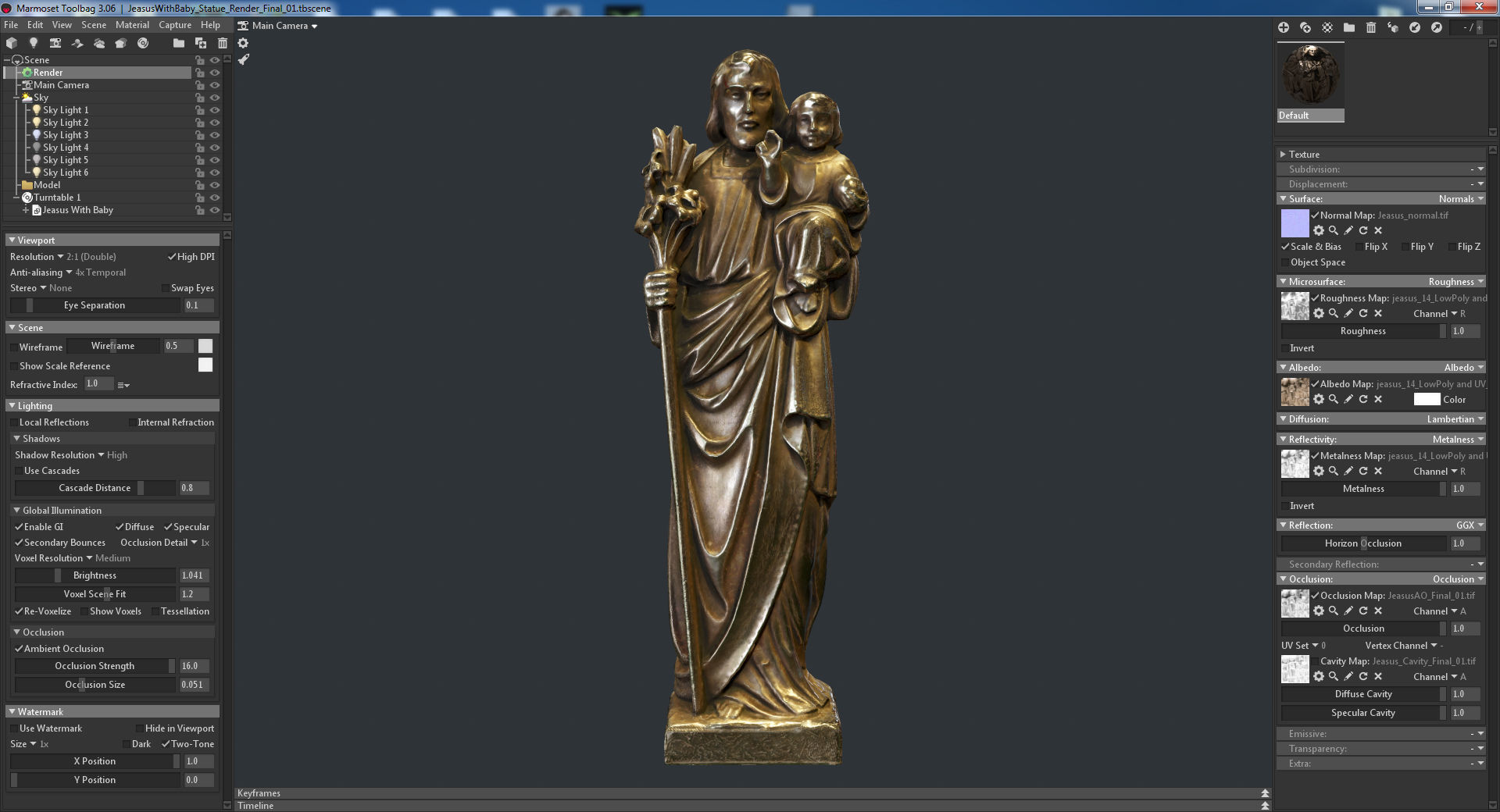 Jesus with a Baby Golden Statue Low-poly 3D Model Low-poly 3D model_5