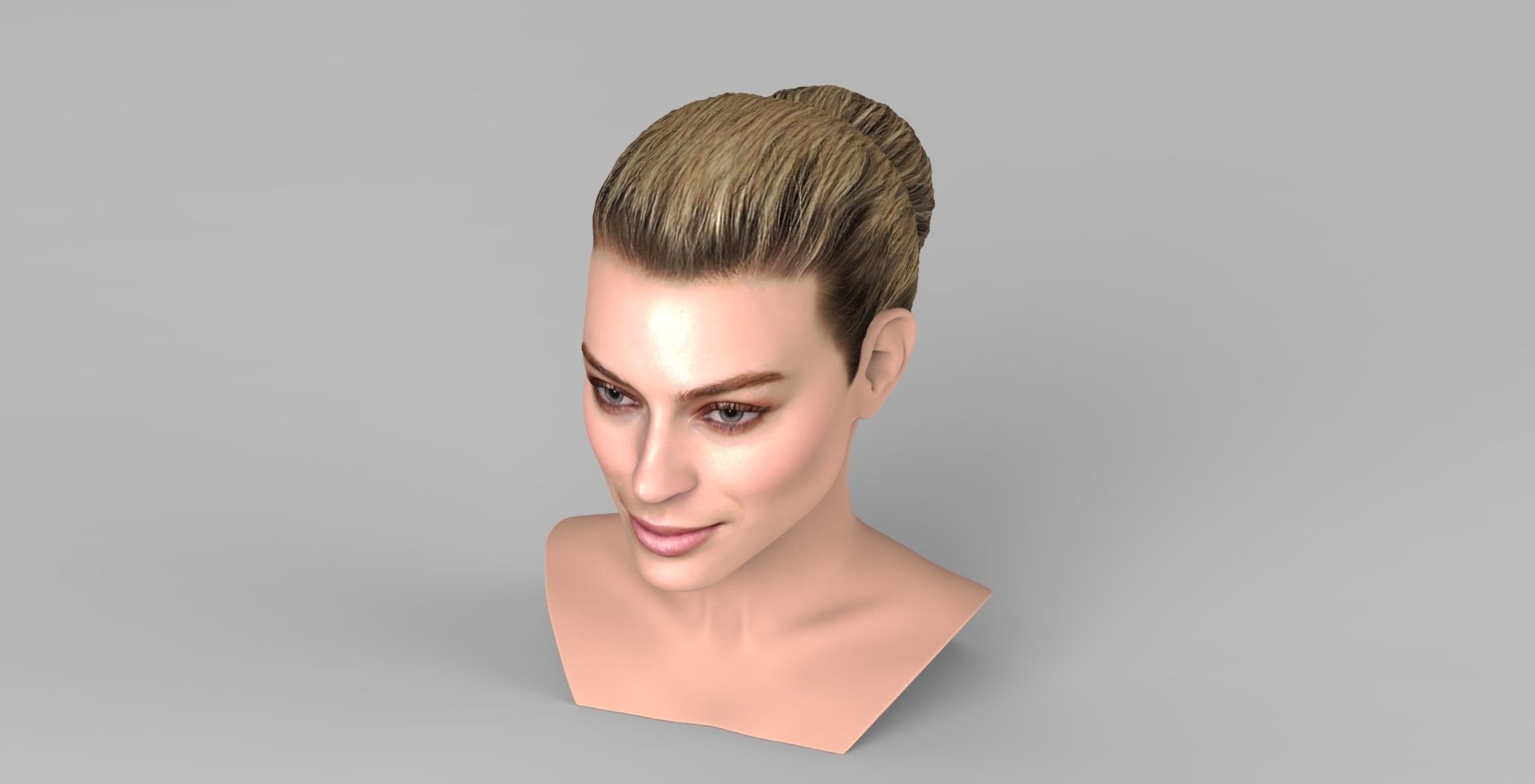 Margot Robbie bust ready for full color 3D printing 3D print model_10