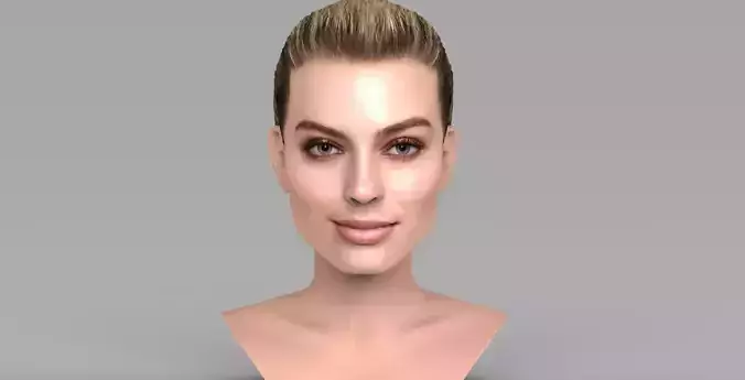 Margot Robbie bust ready for full color 3D printing 3D print model