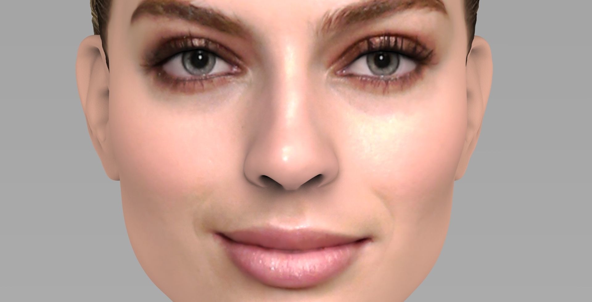 Margot Robbie bust ready for full color 3D printing 3D print model_13