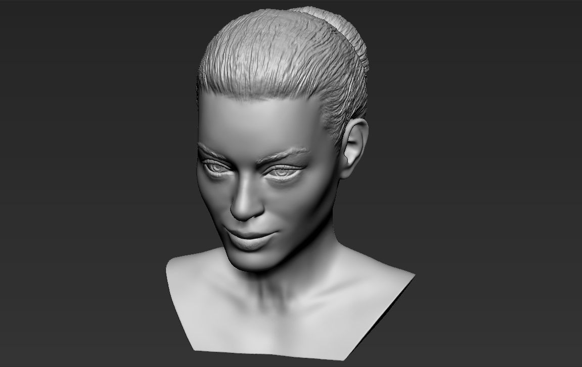 Margot Robbie bust ready for full color 3D printing 3D print model_34