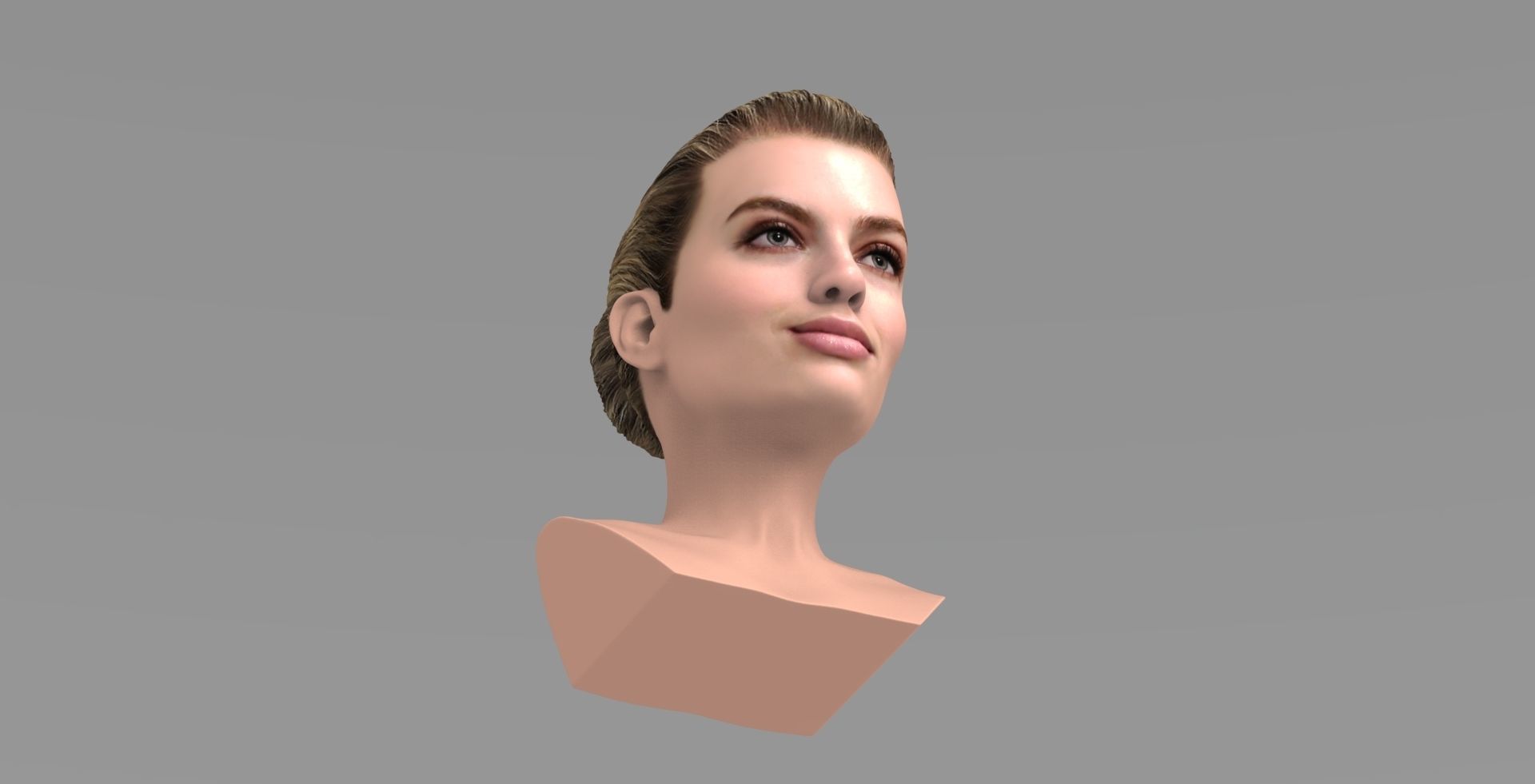 Margot Robbie bust ready for full color 3D printing 3D print model_11
