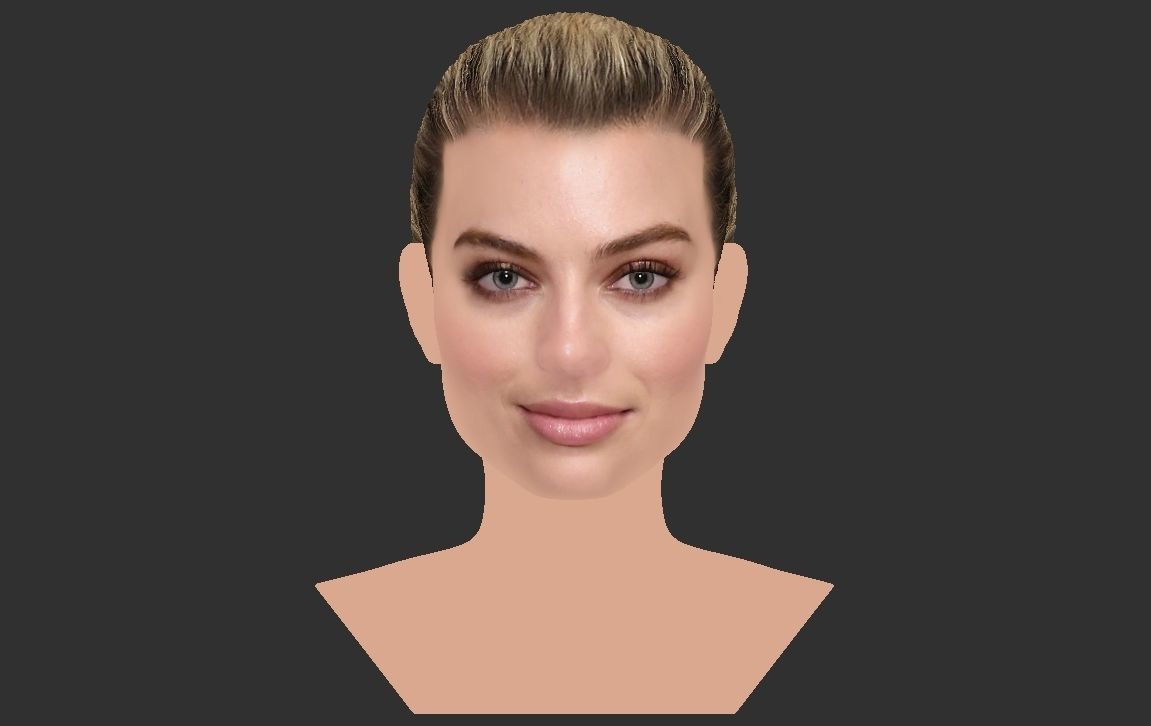 Margot Robbie bust ready for full color 3D printing 3D print model_18