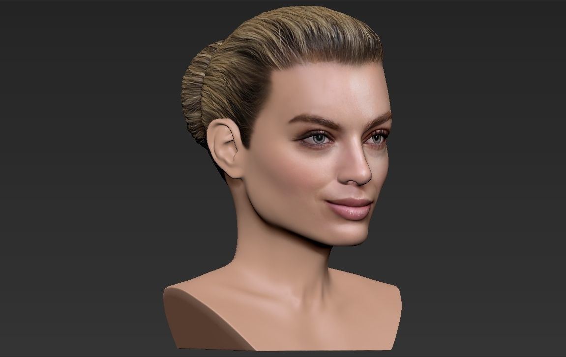 Margot Robbie bust ready for full color 3D printing 3D print model_16