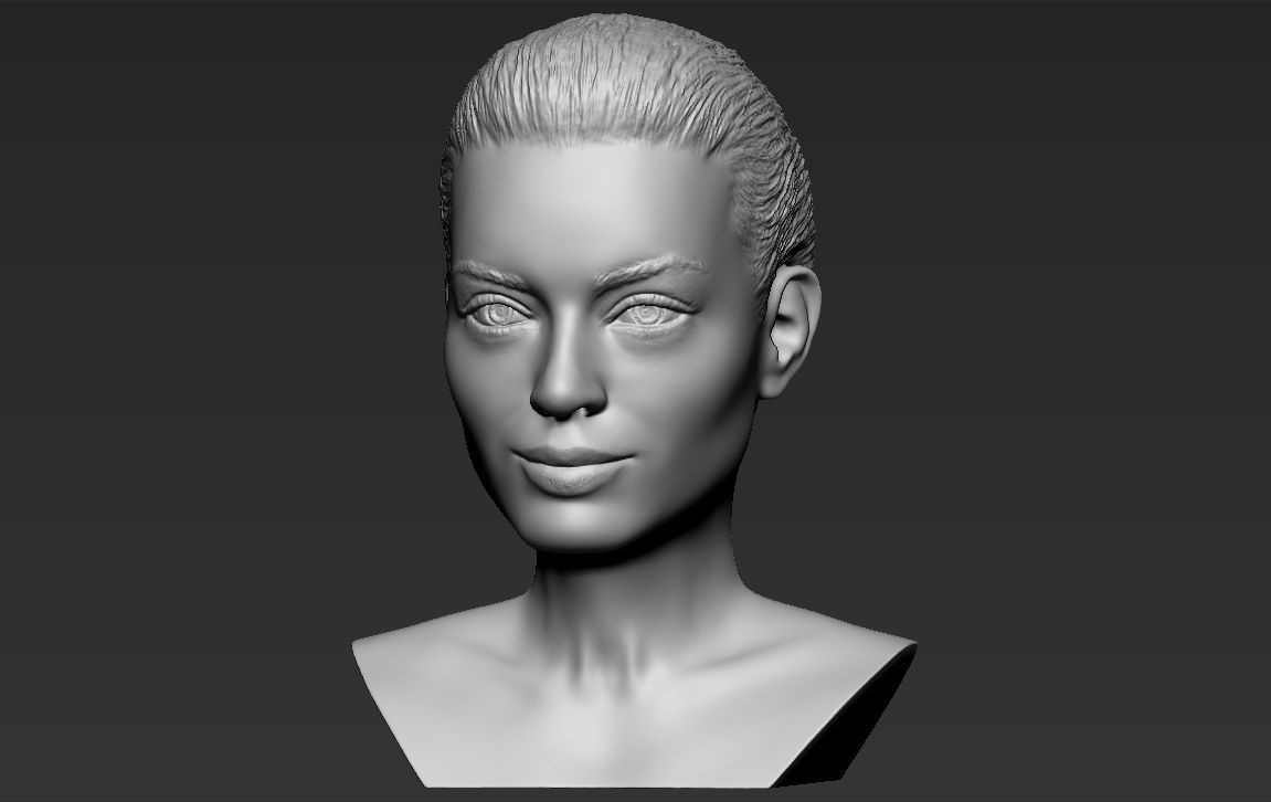Margot Robbie bust ready for full color 3D printing 3D print model_23