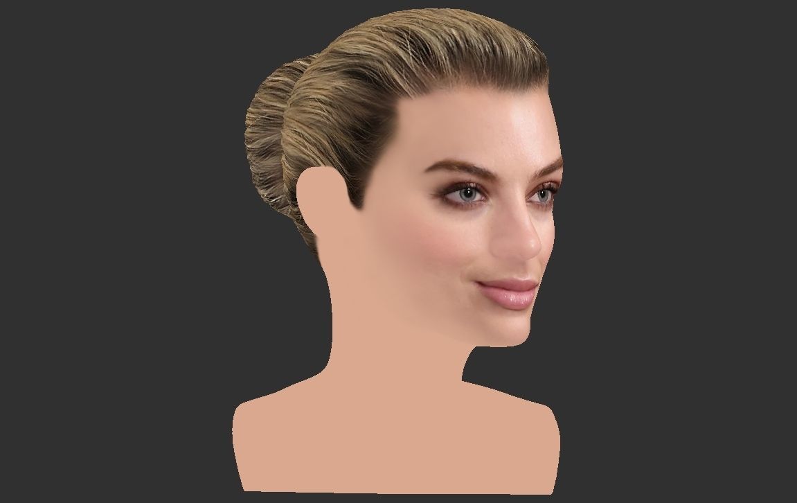 Margot Robbie bust ready for full color 3D printing 3D print model_19