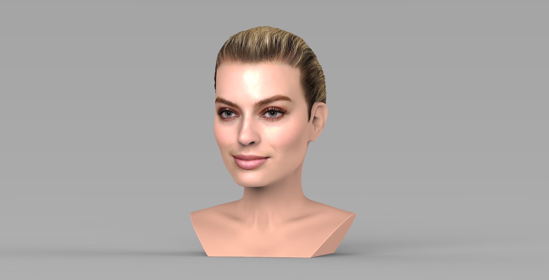 Margot Robbie bust ready for full color 3D printing 3D print model_1