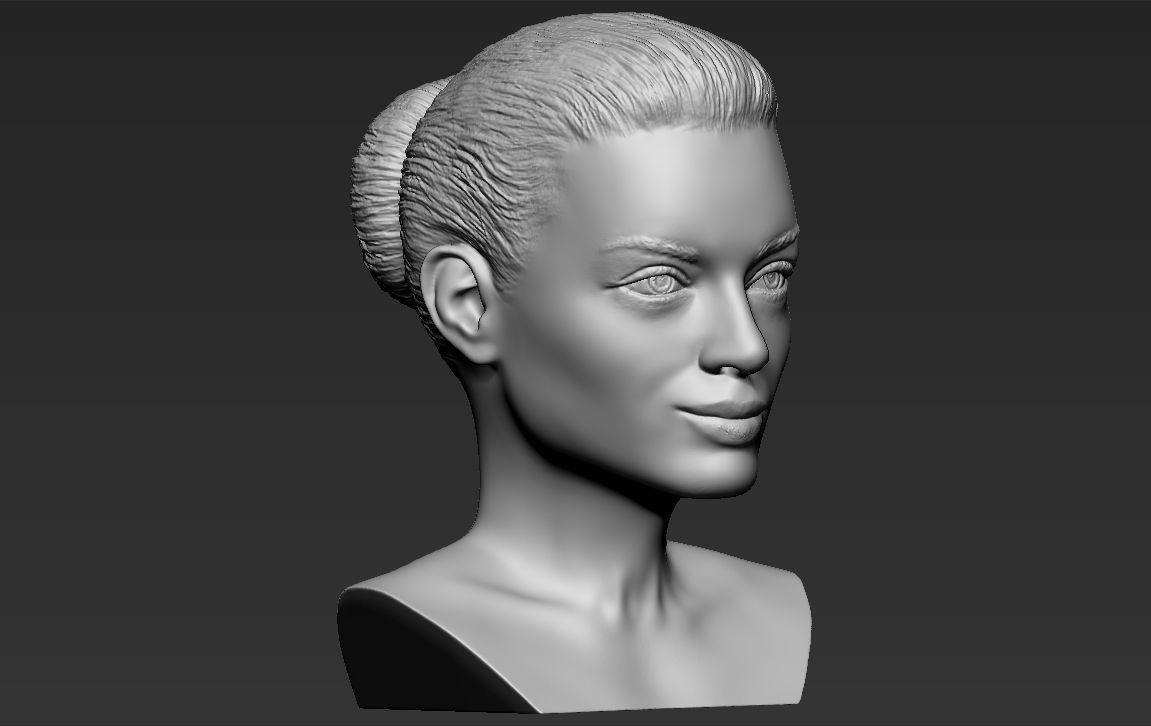 Margot Robbie bust ready for full color 3D printing 3D print model_30