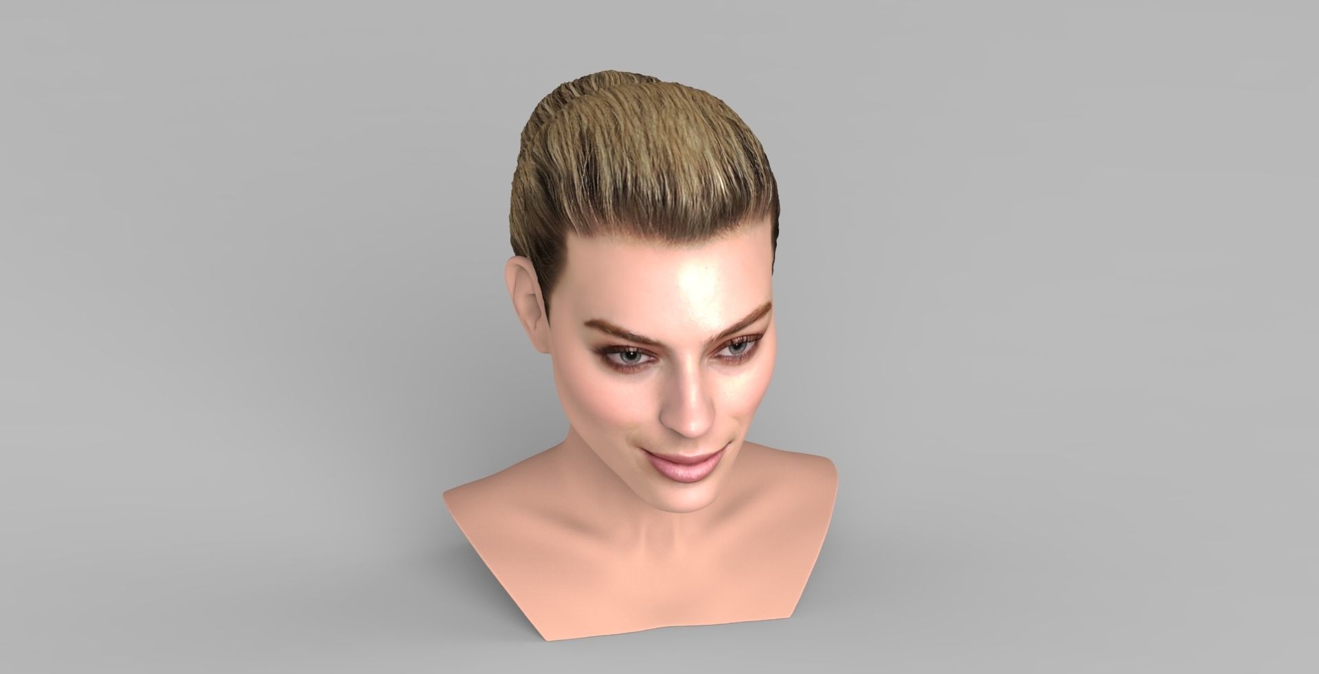 Margot Robbie bust ready for full color 3D printing 3D print model_9