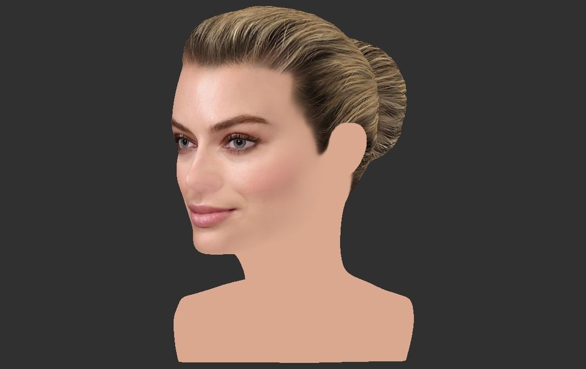 Margot Robbie bust ready for full color 3D printing 3D print model_20
