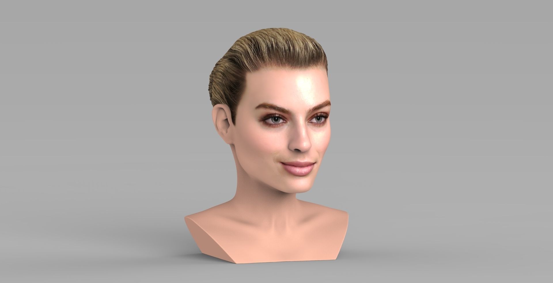 Margot Robbie bust ready for full color 3D printing 3D print model_8