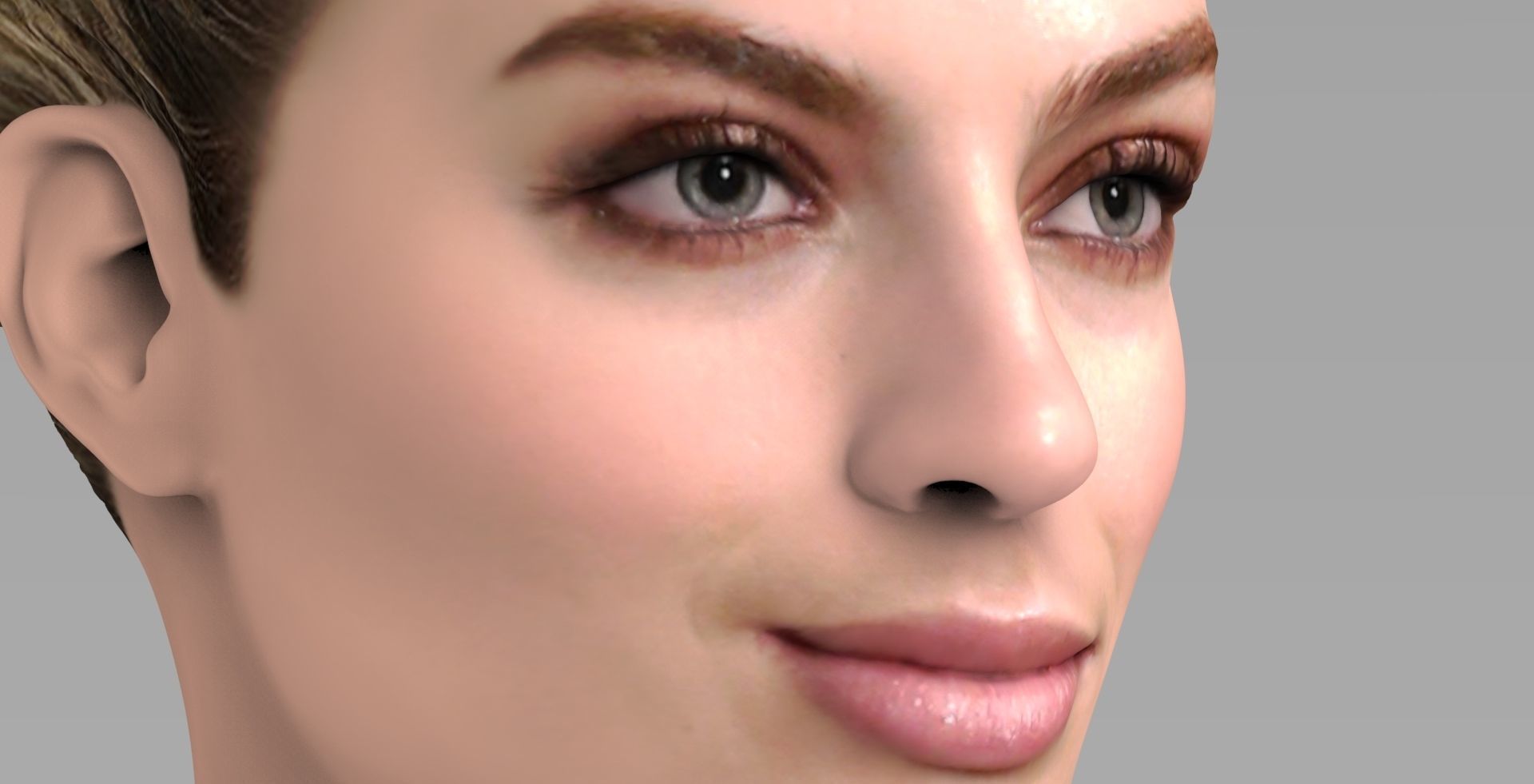 Margot Robbie bust ready for full color 3D printing 3D print model_14