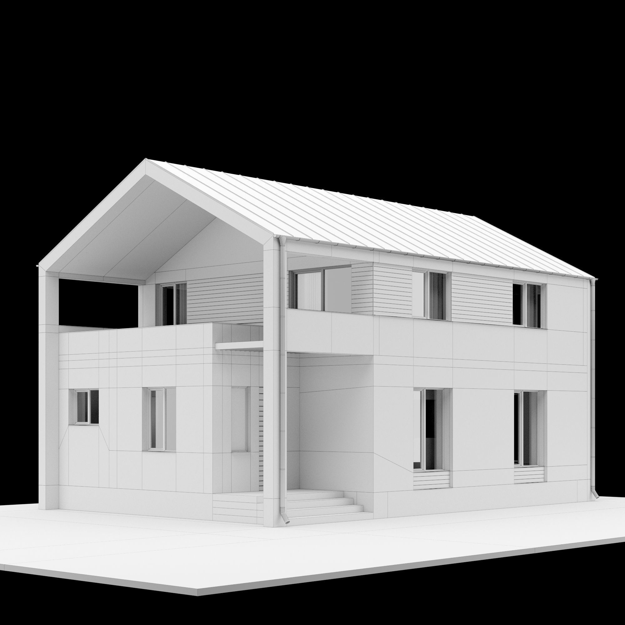 Modern house 01 3D model_3