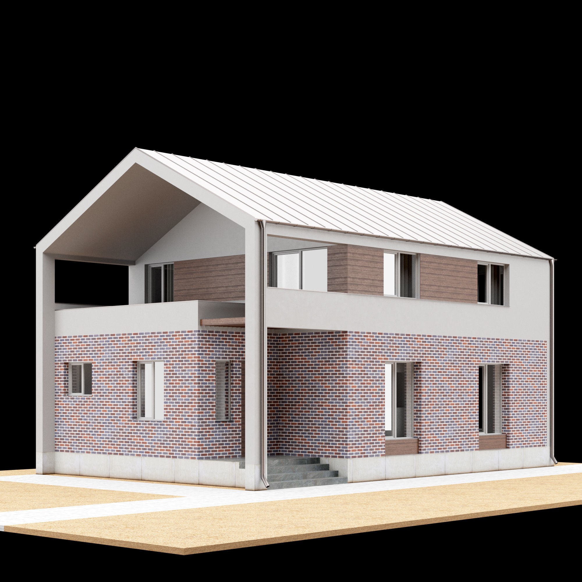 Modern house 01 3D model_2
