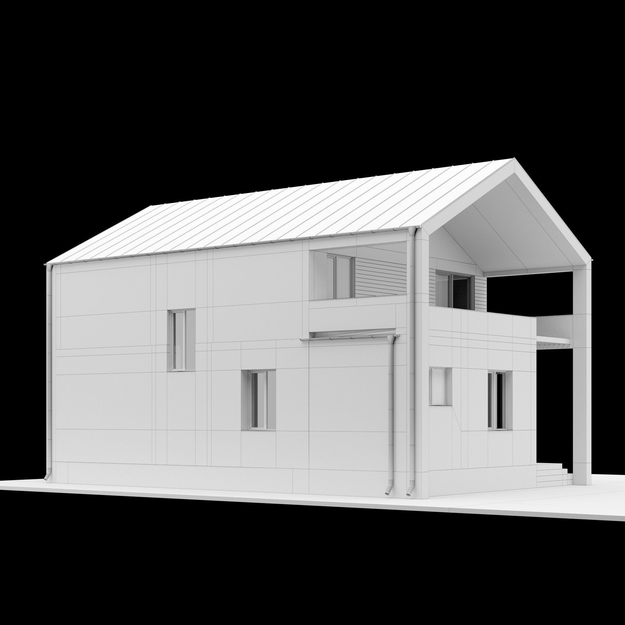 Modern house 01 3D model_9