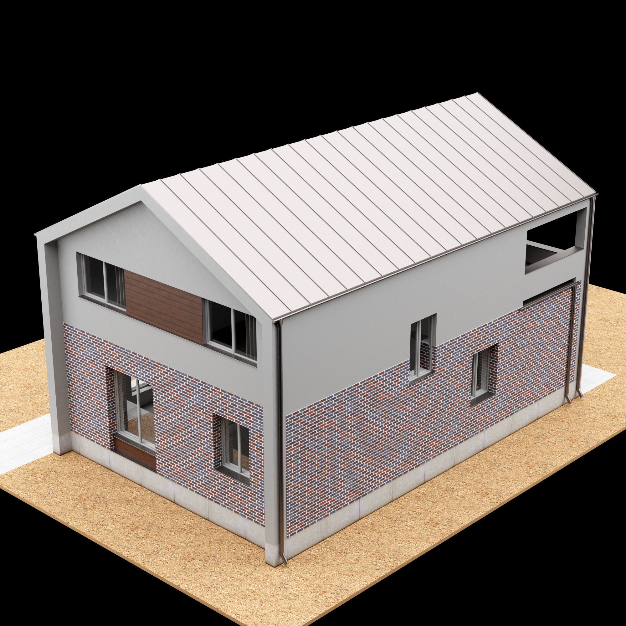 Modern house 01 3D model_16