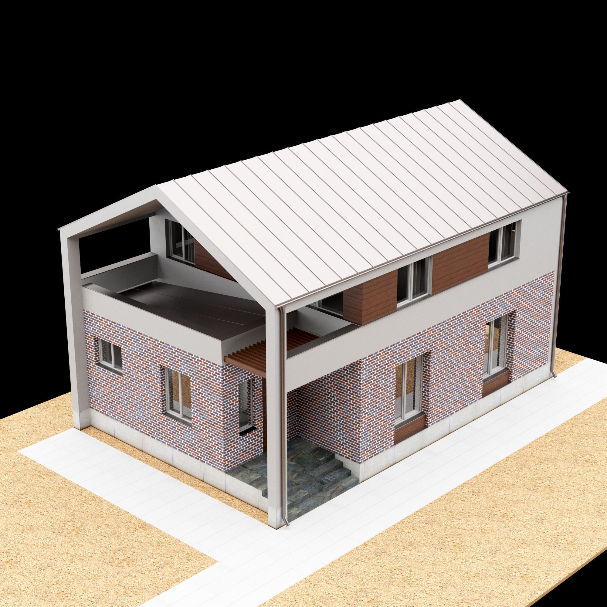 Modern house 01 3D model_12