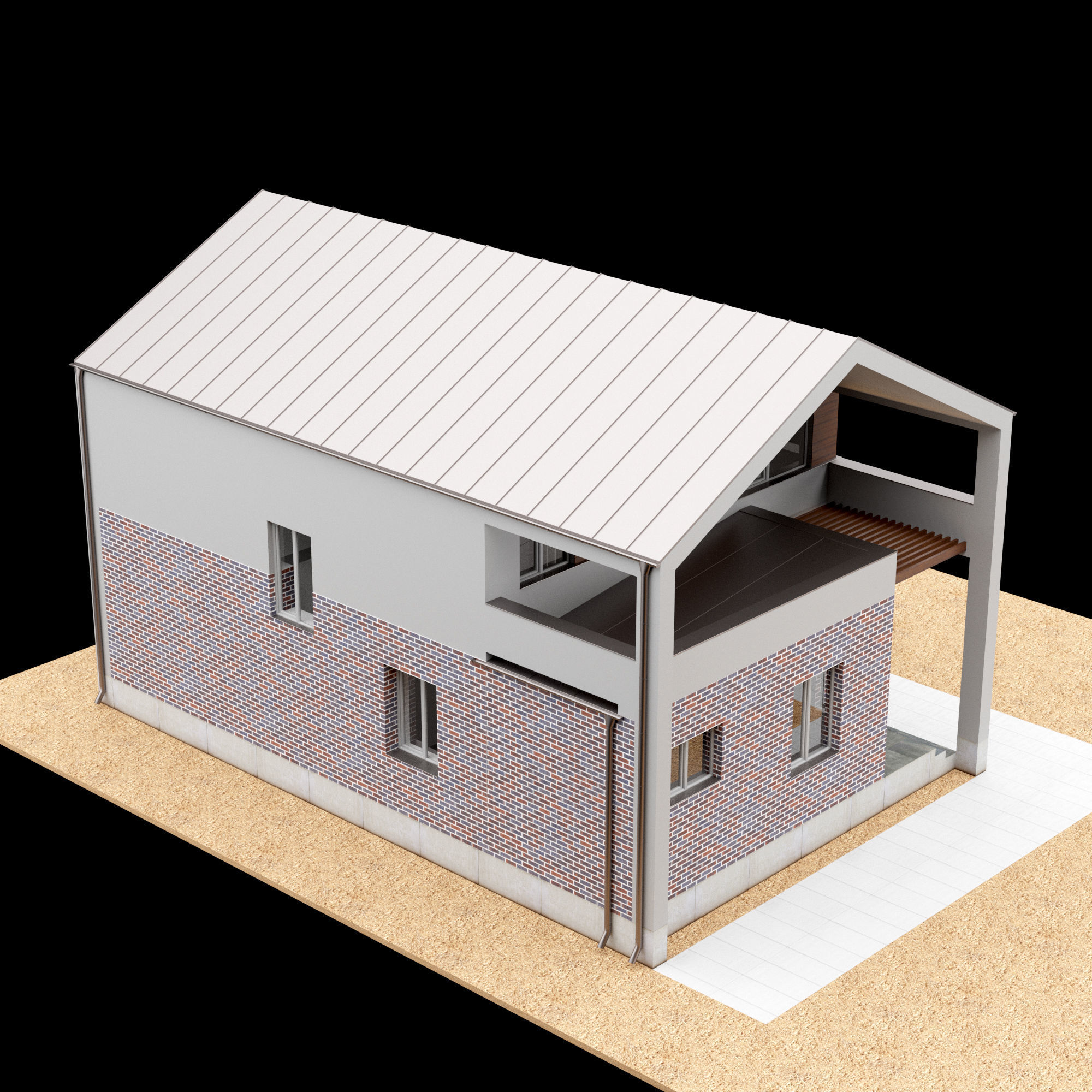 Modern house 01 3D model_10