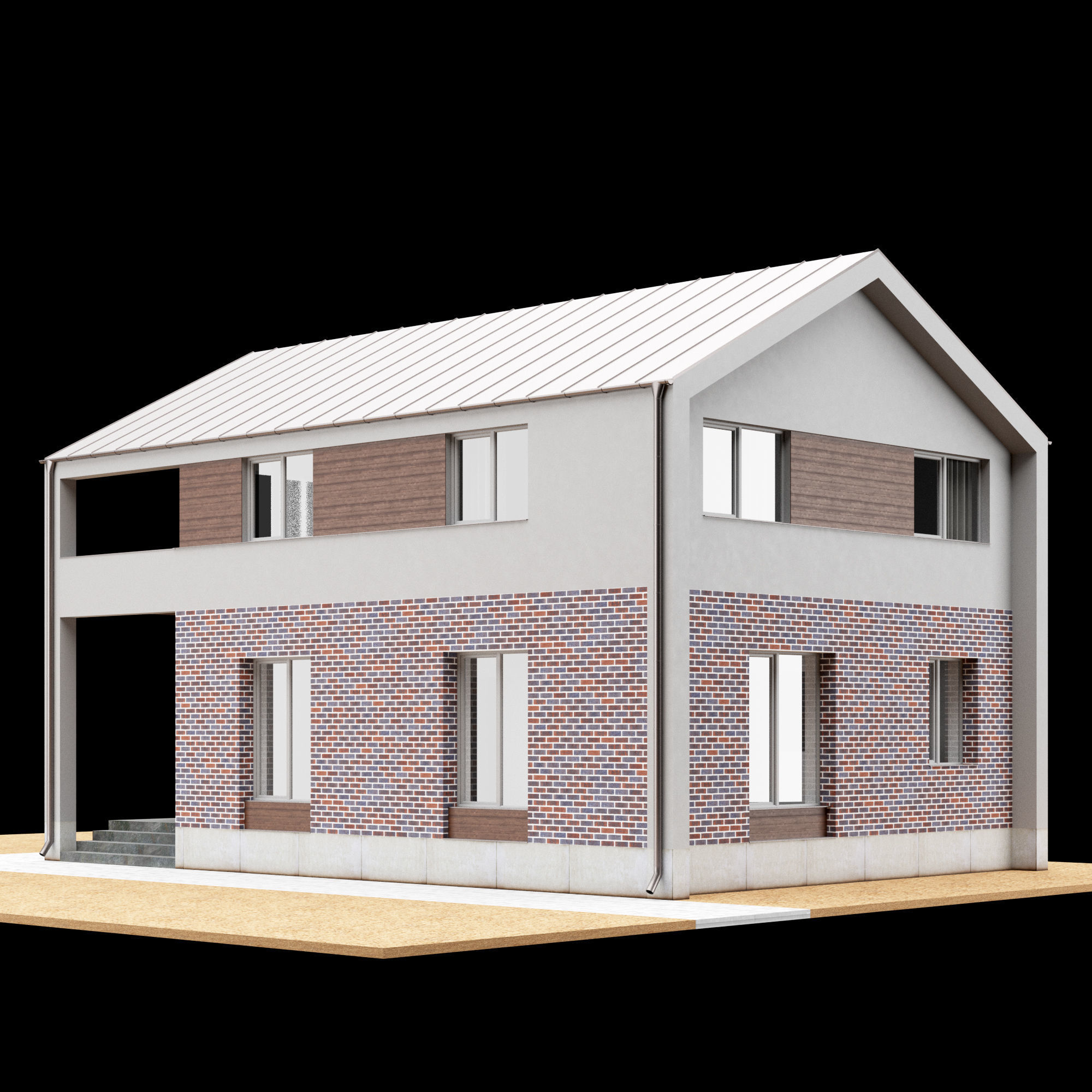 Modern house 01 3D model_4