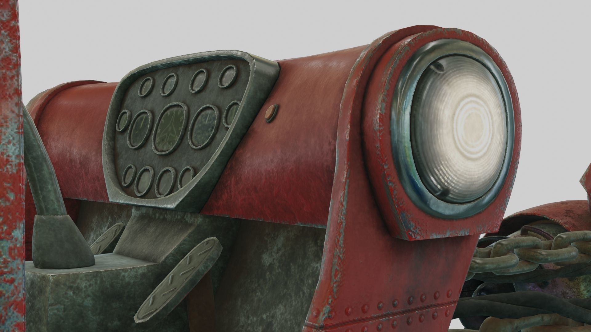 Low Poly Dieselpunk Santa Sleigh With PBR Materials Low-poly 3D model_25